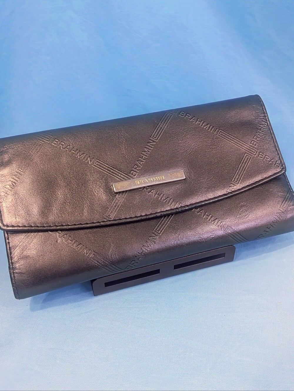 VGUC Brahmin Soft Checkbook Wallet in Bronze Vetiver